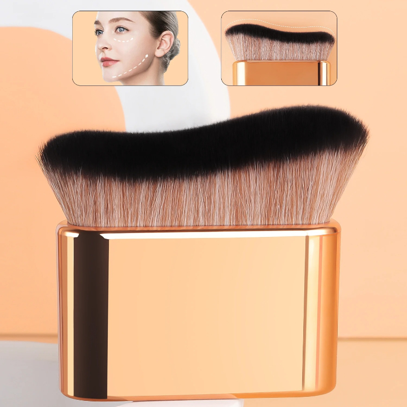 Beauty Makeup Fashion - 1個入りハンドヘルドメイクアップブラシ、ファンデーションブラシ、カーブブラシ、柔らかい毛、均一な塗布、高品質メイクアップブラシ、トラベル-F