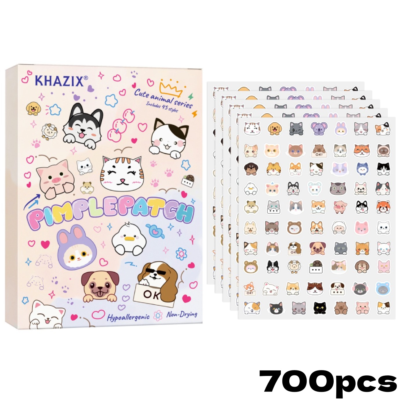 Pressed Powder Foundation - 漫画の猫のニキビパッチ、顔のニキビパッチ、コンシーラーのニキビパッチ、ニキビパッチの700枚。 超薄型で通気性抜群