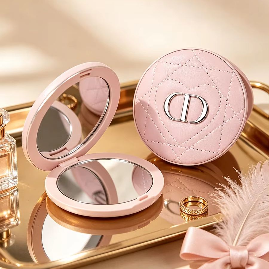 Beauty Makeup Dior - ディオール レザーメイクアップミラー 内蔵両面鏡 ポータブル コンパクト ハンドバッグに収まりやすい