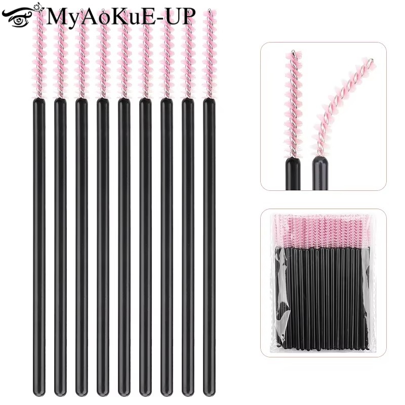 Beauty And Makeup Quotes - 50 個使い捨てまつげメイクブラシクリスタル眉毛コームマスカラワンドラッシュリフティングマイクロブラシまつげエクステンション美容ツール