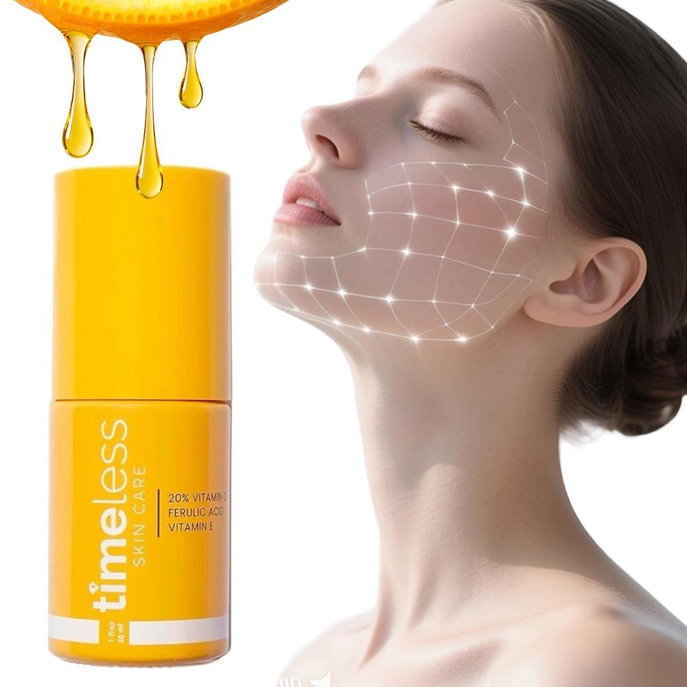 Vitamin C Serum Face - オリジナルタイムレス20%ビタミンCセラム30ml – ビタミンEとフェルラ酸配合、オレンジコラーゲンフェイシャルエッセンスで深く潤いを与えます