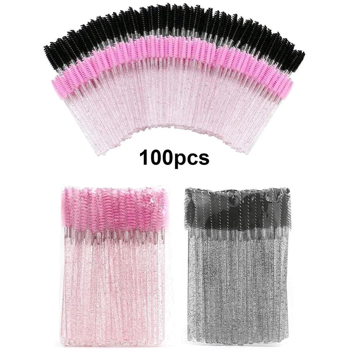 Beauty Makeup Fashion - 100 個使い捨てまつげブラシ Spoolies マイクロラッシュマスカラワンドコーム卸売まつげエクステンションメイクアップ化粧品ツール