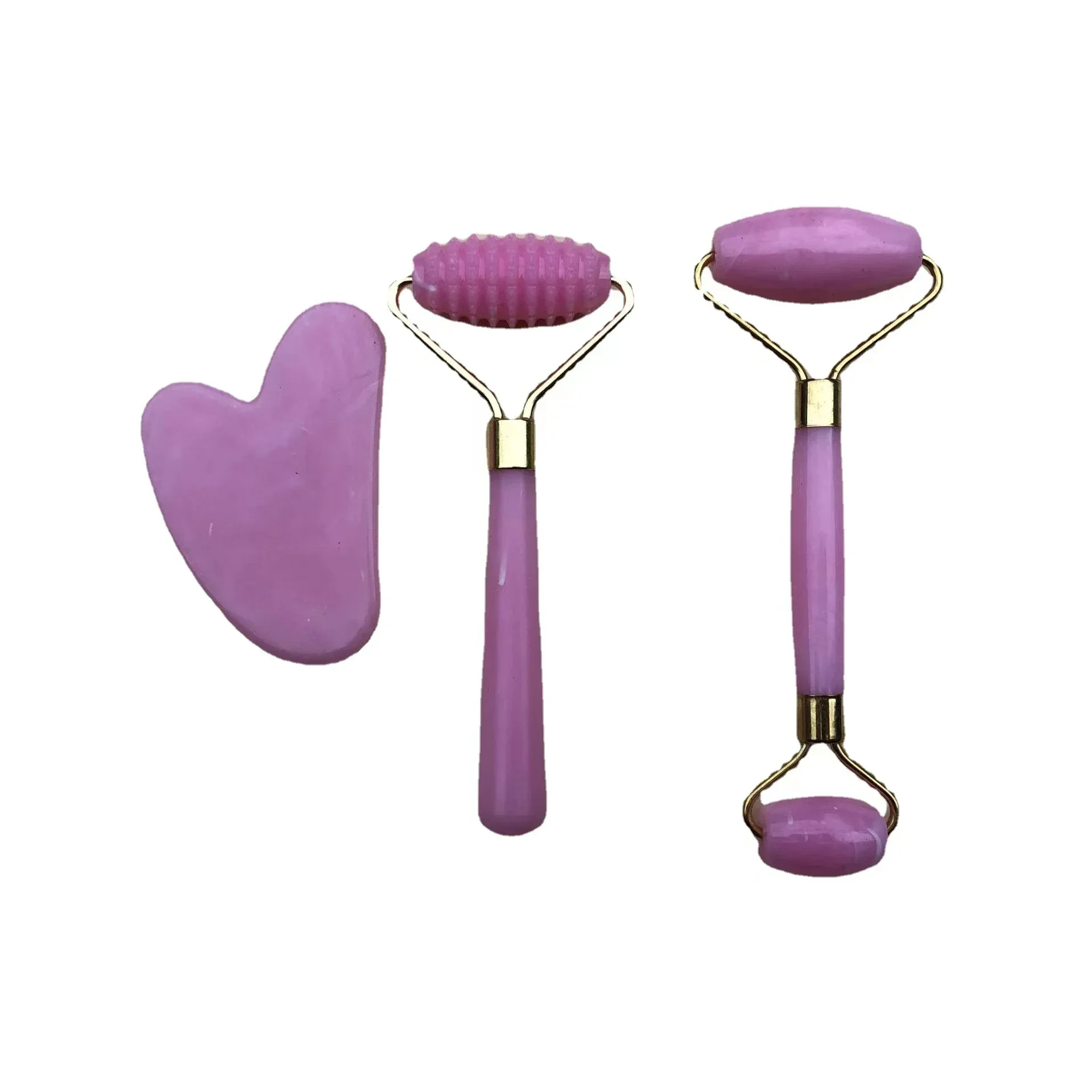 Jade Roller Gua Sha - 樹脂ローラーマッサージャー顔ボディかしゃではない翡翠石美顔器美容健康スキンケアツール 3 個セット