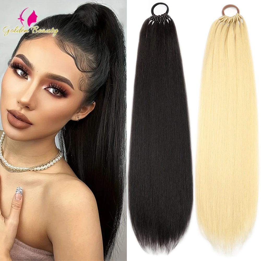 Pure Beauty Hair & Makeup - フリードレス卸売 32インチ ロングポニーテール アタッチメント 合成ポニーテールヘアエクステンション ブラジル人毛のような質感のポニーテール