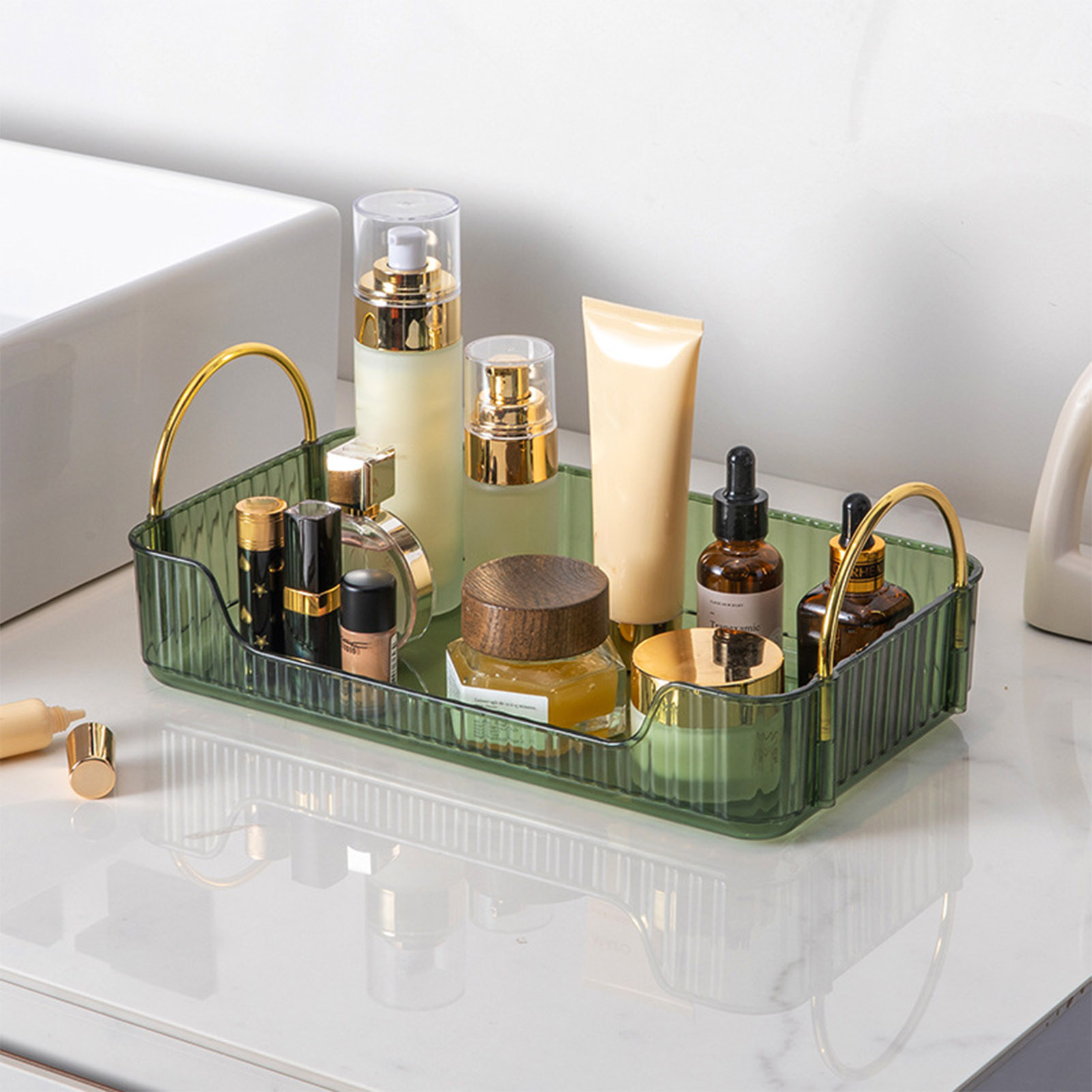 バスルームオーガナイザーラックライト高級アクリル収納ホルダー - Beauty Makeup Box のレビューと価格
