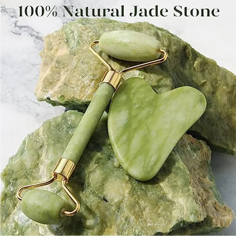 天然翡翠ローラーかっさマッサージセットかっさボードコームガッ - Jade Roller Gua Sha のレビューと価格