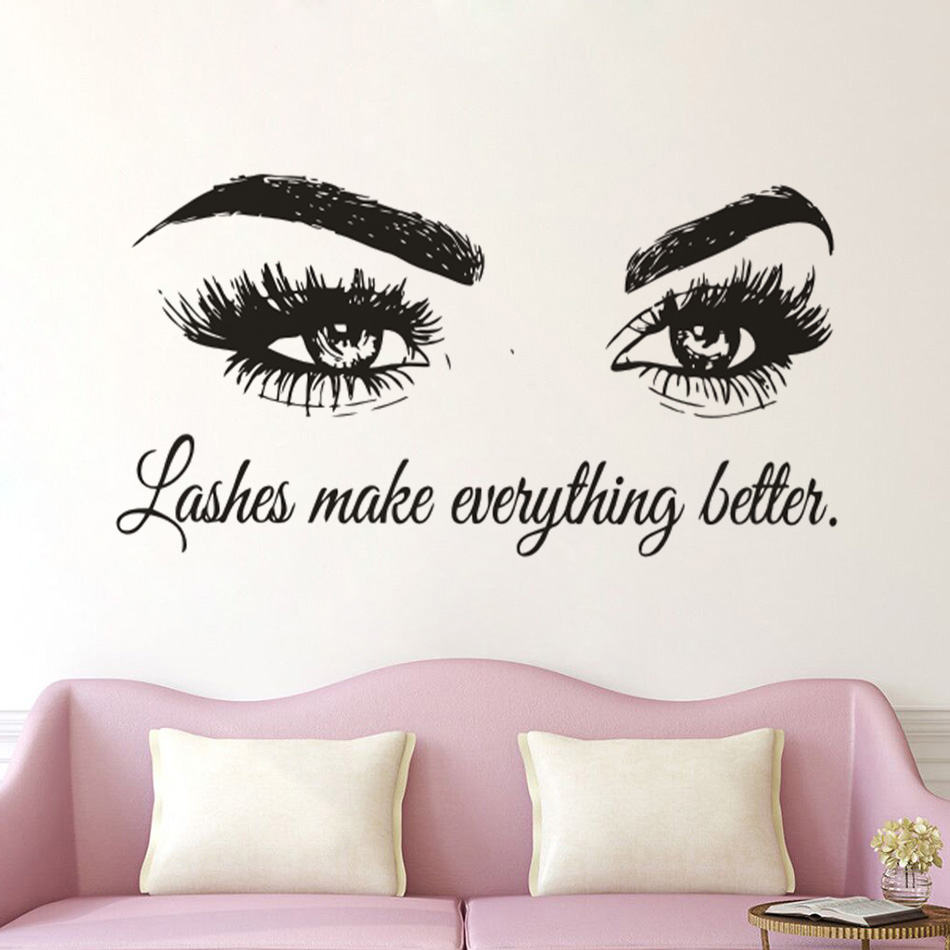 まつげビニール壁デカール美容サロン引用まつげすべてが引用ウォ - Makeup Is Beauty Quotes のレビューと価格