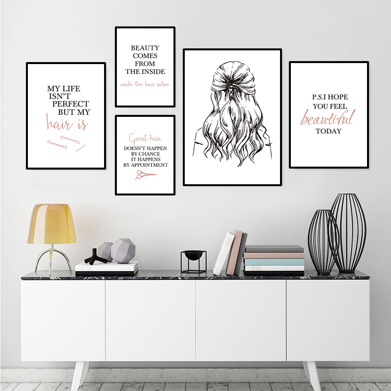 理髪店引用アートポスター髪型壁絵美容キャンバス絵画メイク家の - Makeup Is Beauty Quotes のレビューと価格