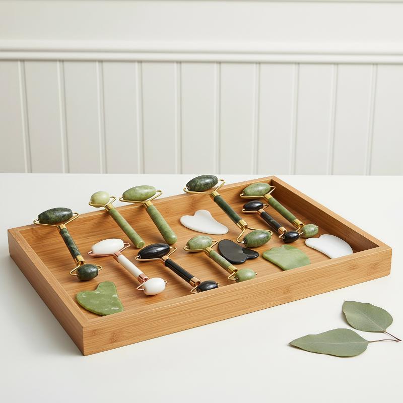 1/2個 天然翡翠ローラー グアシャストーン マッサージャー - Jade Roller Gua Sha のレビューと価格