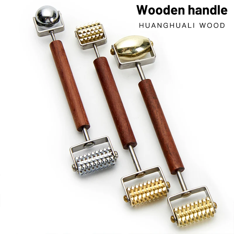 ステンレス製の尖ったローラーと木製ハンドルのダブルヘッドジェ - Jade Roller Gua Sha のレビューと価格