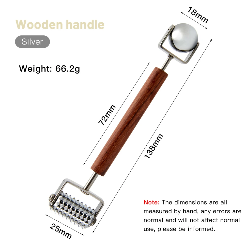 ステンレス製の尖ったローラーと木製ハンドルのダブルヘッドジェ - Jade Roller Gua Sha のレビューと価格