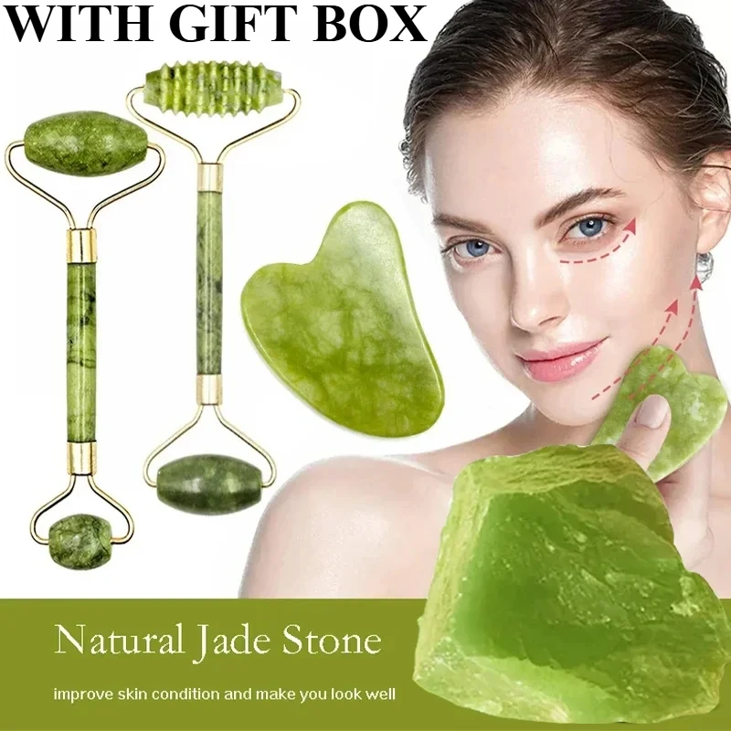 天然翡翠ローラーフェイスグアシャ天然石ボディネックマッサージ - Jade Roller Gua Sha のレビューと価格